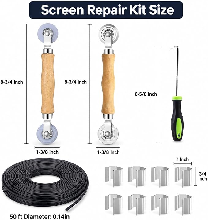 King&Charles Window Screen Replacement, 6in1 Window Screen Door Repair Kit | - Image 6