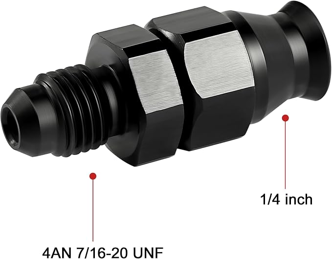 EVIL ENERGY 4AN Male to 1/4" Hardline Compression Fitting Adapter Aluminum Black - Image 2