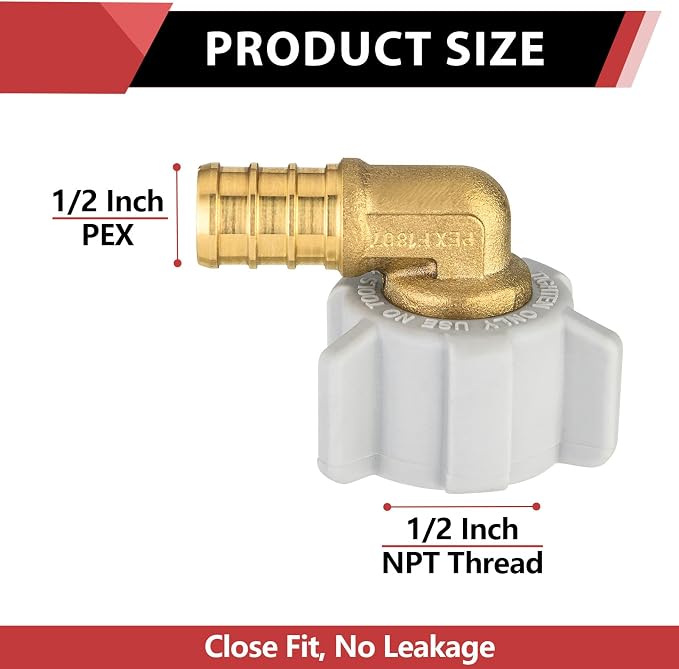 EFIELD 1/2" Pex x 1/2" Female NPT Swivel Elbow | Brass Barb Crimp Fittings - Image 2