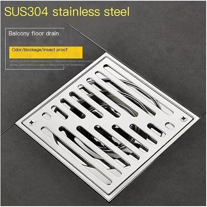 Shower Floor Drain, Shower Floor Drain Stainless Steel Square Grate Multiple - Image 7