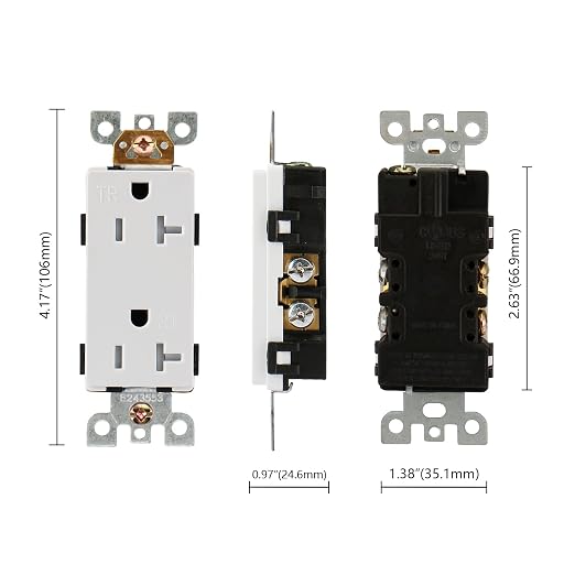 Wengart 20A Decorator Receptacle, Tamper-Resistant, AC125V Self-Grounding - Image 5