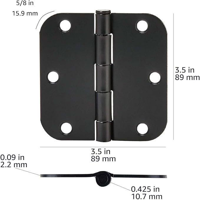 Amazon Basics Sturdy Rounded 5/8 Radius Interior Door Hinges - Image 5
