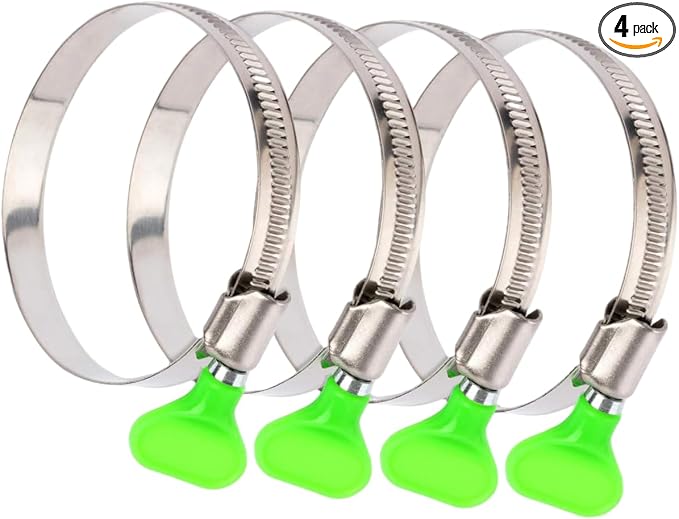 3 Inch Stainless Steel Hose Clamps 4-Pack Adjustable Duct Clamps | 12mm by Mrxxjz