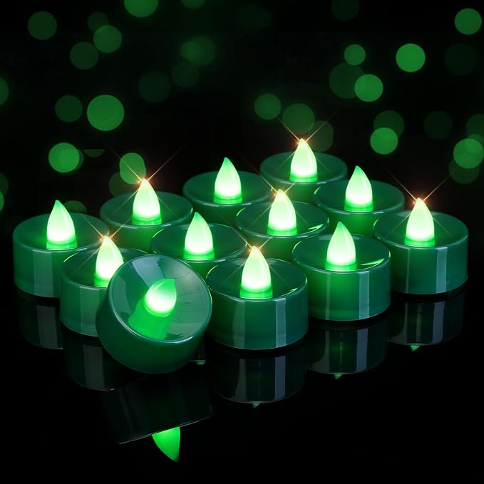 Homemory 24-Pack Green Flameless Battery Tealight Candles, 200+ Hours | by Homemory