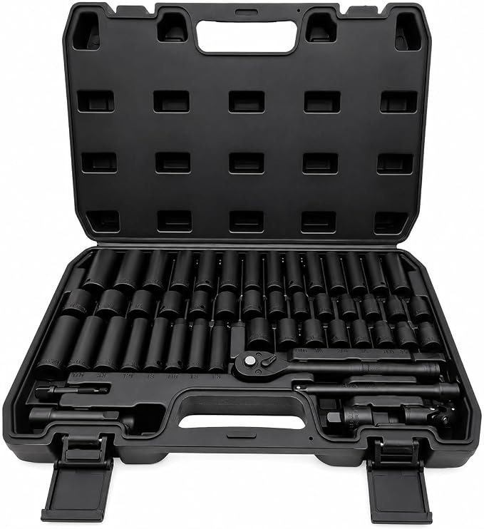 50-Piece 3/8-Inch Drive Impact Socket Set, SAE and Metric | Cr-V Steel by Unknown