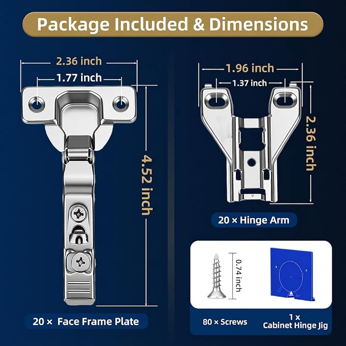 20 Pack Soft Close Cabinet Door Hinges - Image 2