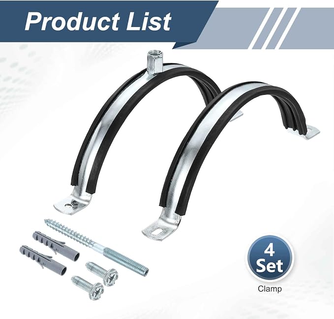 HARFINGTON 4 Set Split Ring Pipe Hanger 6-5/16" Galvanized Steel Sheet Wall - Image 3