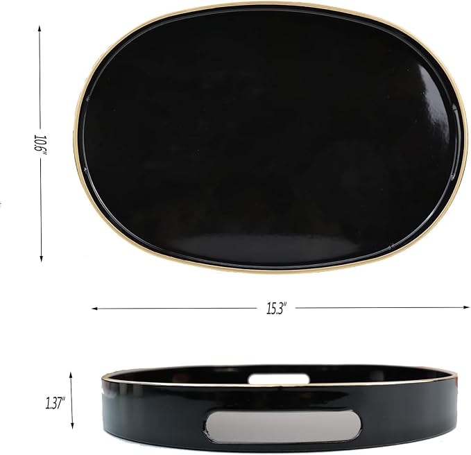 Black Oval Decorative Tray - Image 4