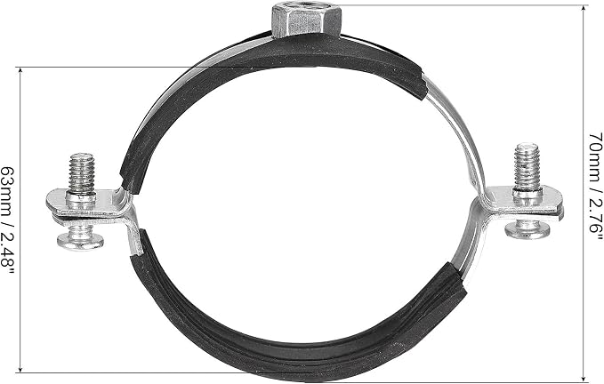 uxcell Adjustable Pipe Bracket Clamp, 2-1/2" Wall Ceiling Mount Iron Pipe Strap - Image 3