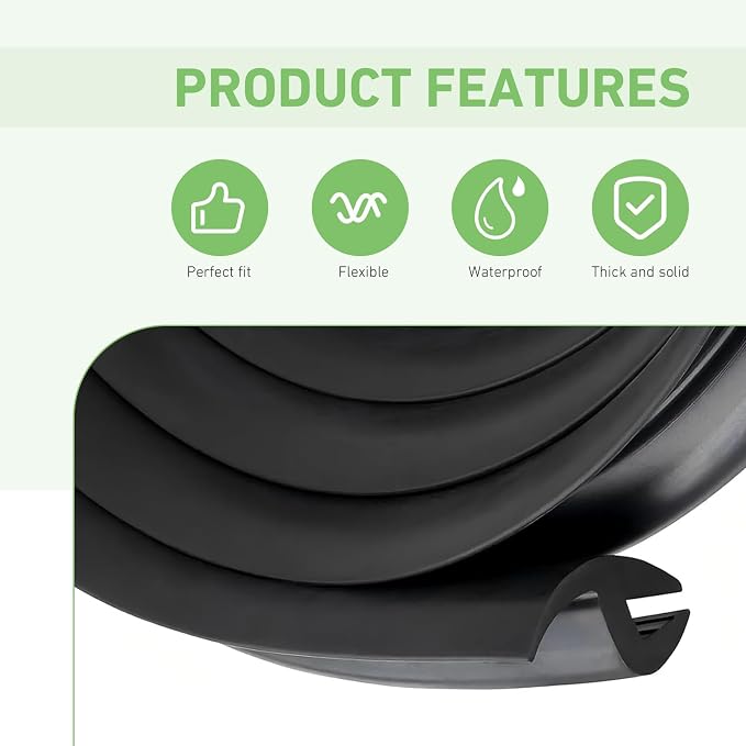 Windshield Cowl Seal Strip, 1.7M/5.6Ft H-Shape Car Front and Rear Weatherstrip - Image 3