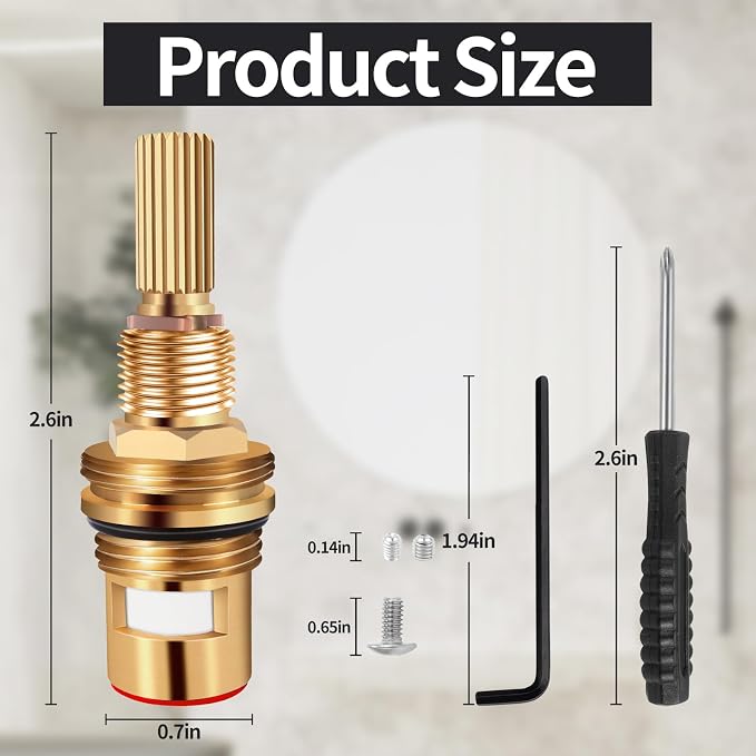 Brass 1-002 Replacement Parts Widespread Cartridge hot Side, compatible - Image 2