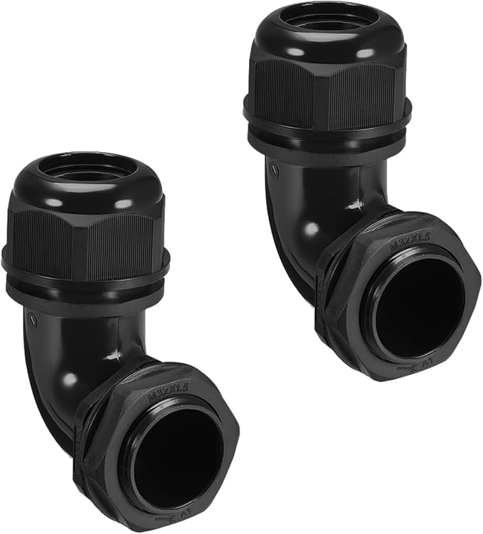 M32 Cable Gland, 90 Degree Adjustable 18-25mm Strain Relief, Cord Connectors by LeMotech