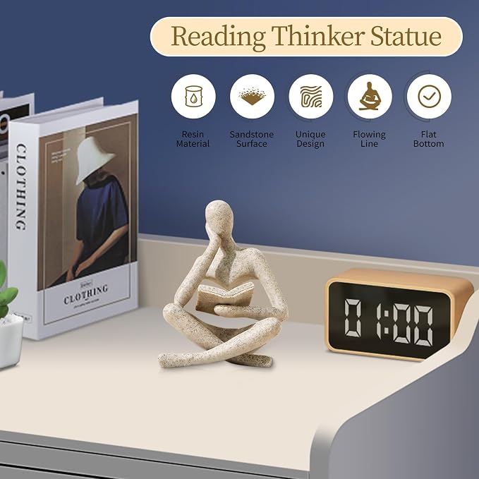 UTTCMK Bookshelf Decor Thinker Statue - Image 3