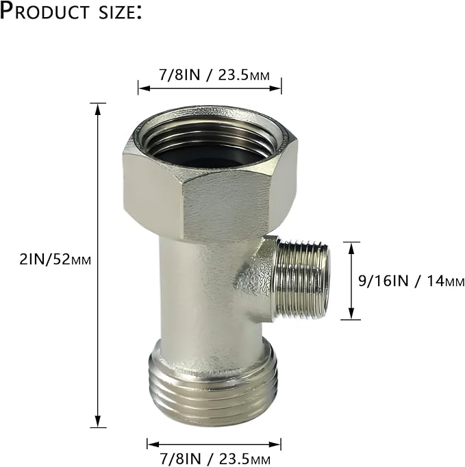 Brass 7/8"x3/8"x7/8" T-Type 3-Way Tee Splitter | 3-way adapter - Image 3