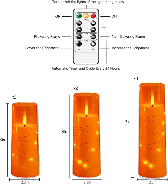 Eebuss Flameless Candles with Embedded Star String, Battery Operated LED Pillar - Image 5