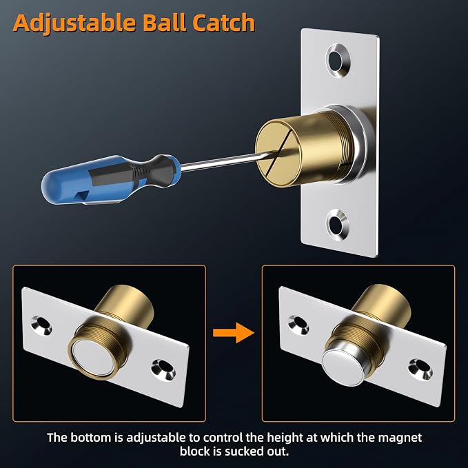 Jiayi Magnetic Roller Door Catch, 4 Pack Ball Catch Internal Door Adjustable - Image 5