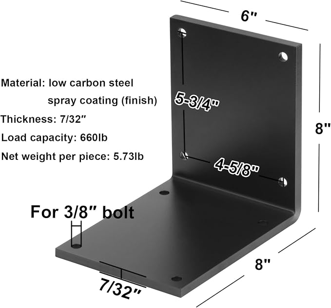 2 PCS Heavy Duty Steel L Angle Bracket - Image 2