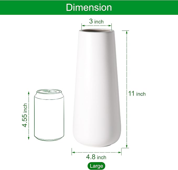 D'vine Dev 11 Inch Ceramic Flower Vase Matte Finishing, Minimalist Design - Image 4