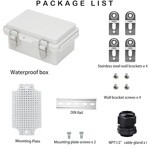 Waterproof Electrical Box, IP67 Junction Box Stainless Steel Latch Hinged Grey - Image 5