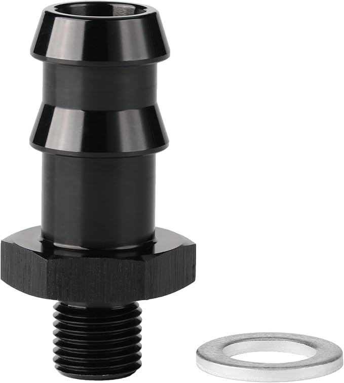 M10x1.0 Male Metric to 1/2 Barb Fuel Pump Outlet Adapter Fitting Aluminum Black by Podavelle