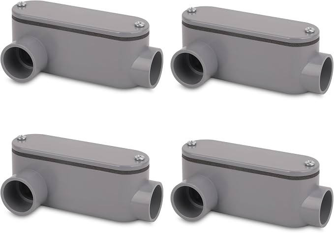 4Pack 3/4 Inch Rigid PVC Conduit Body Type LR, Slip x Slip PVC Conduit Bodies by CKVIHAV