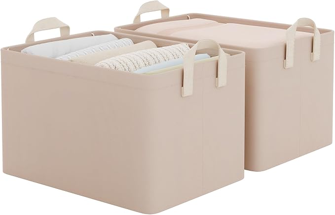 StorageWorks Fabric Storage Bins, Closet Bins, Light Brown, Wrinkle-Resistant by StorageWorks