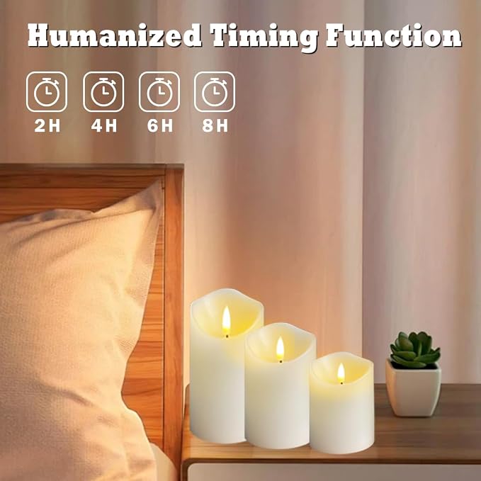 LEDHOLYT Rechargeable Flameless Candle, Flashing LED Pillar Real Wax Candle - Image 2
