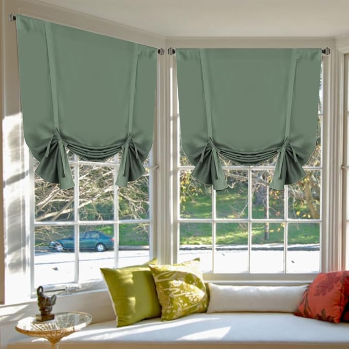 H.VERSAILTEX Blackout Tie Up Curtain 2 Panels Thermal Insulated Window Shade by HVERSAILTEX