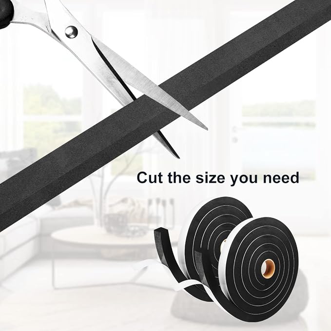 2 Rolls Foam Tape Weather Stripping Door Seal, Adhesive Weather Strip Total - Image 4