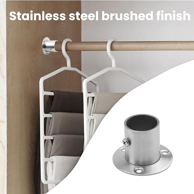 Antrader Stainless Steel Closet Rod Flange, 1 Inch Adjustable Socket Bracket | - Image 2