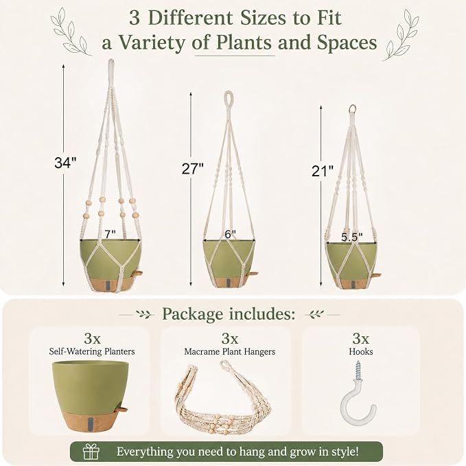 Bouqlife 3 Pack Hanging Planters - Image 2