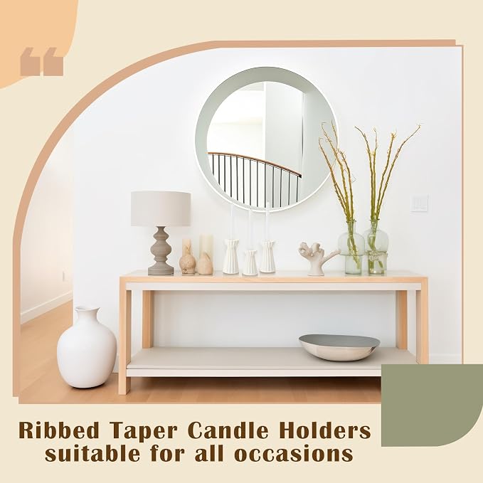 Honeydak Set of 3 Ceramic Taper Candle Holder Cream White Candlestick Holder - Image 8