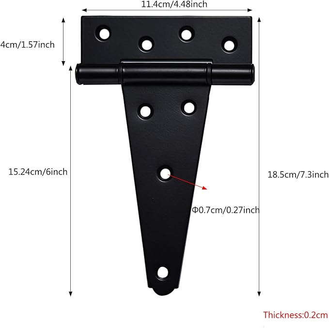 6 Inch T-Strap Heavy Duty Shed Door Hinges, Yard Door, Barn Door Gates - Image 3