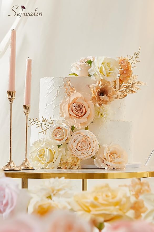 Serwalin Artificial Flowers Boho Champagne Flowers Silk Wedding Flowers | Fake - Image 2