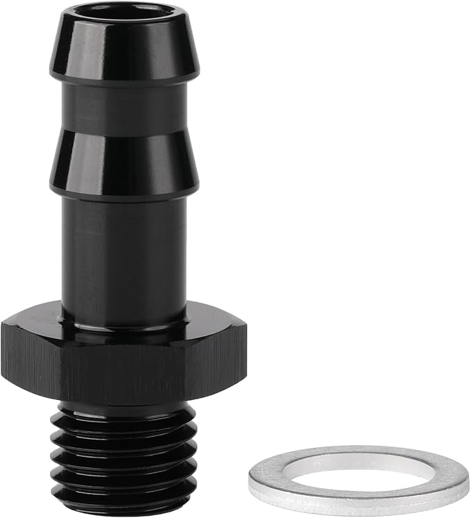 M12x1.5 Male Metric to 3/8 Barb Fuel Pump Outlet Adapter Fitting Aluminum Black by Podavelle