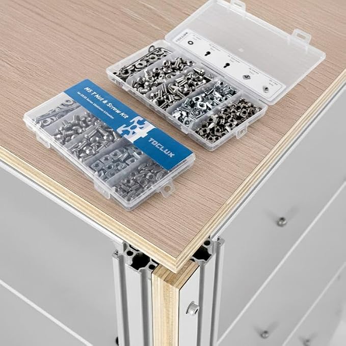 200 pcs 20 Series Aluminum Extrusion Silver M5 T-Nut and Screw Kit – Sliding & - Image 5