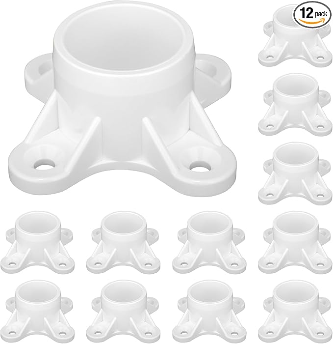 12 Packs PVC Flange for 3/4" PVC Pipe, Table Screw Caps Fittings for DIY Rod by TianTianUp