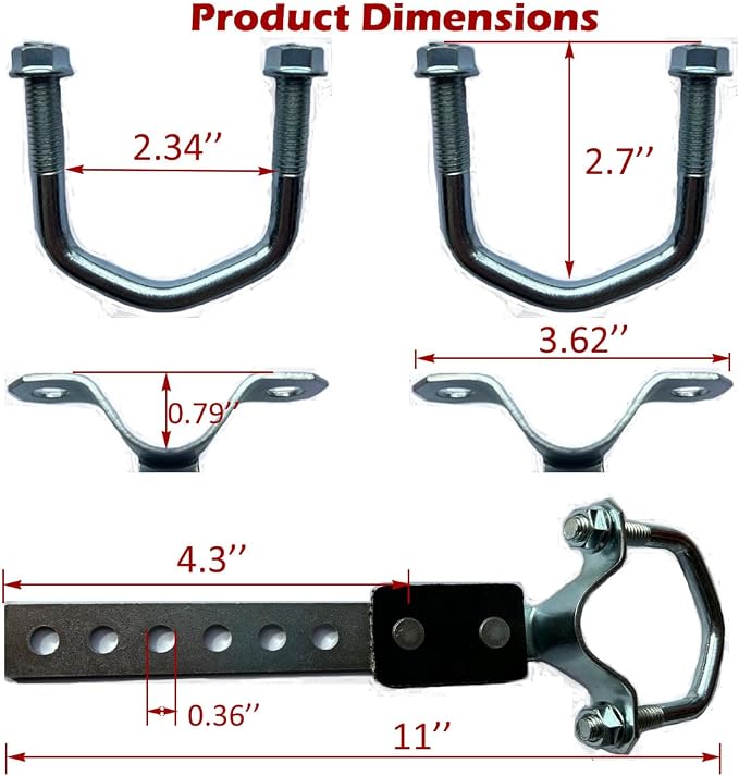 2 Pack Swivel Exhaust Pipe Hanger Muffler Mount Bracket Fit 2-1/4" Tailpipe | - Image 6