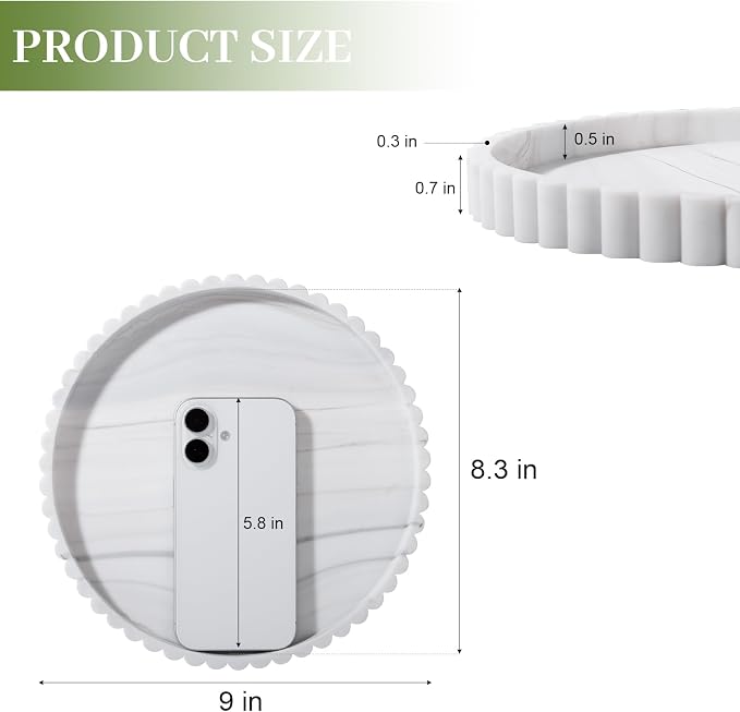 Round Bathroom Tray Perfume Organizer Coffee Table Decor, Heat-Resistant - Image 6