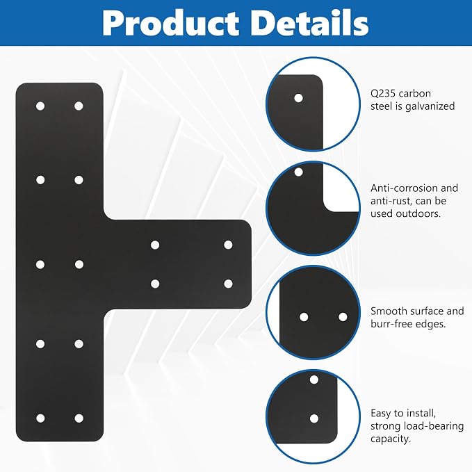 8 Pack 12×8 T Post Timber Brackets, Post to Beam Connector | - Image 4