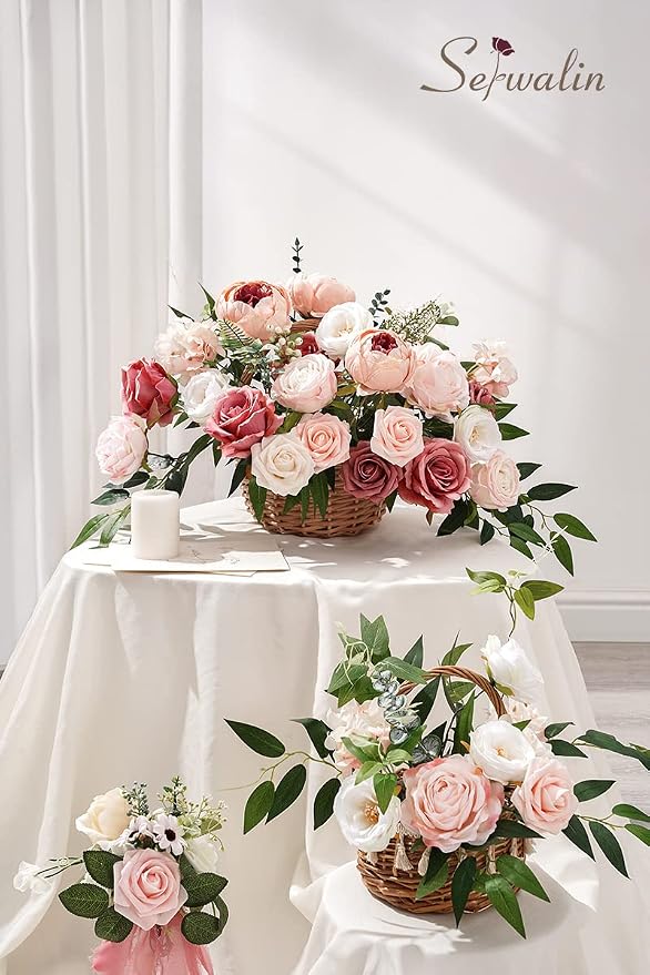 Serwalin 2PCS Artificial Flowers Pink Peonies Silk Flowers - Image 5