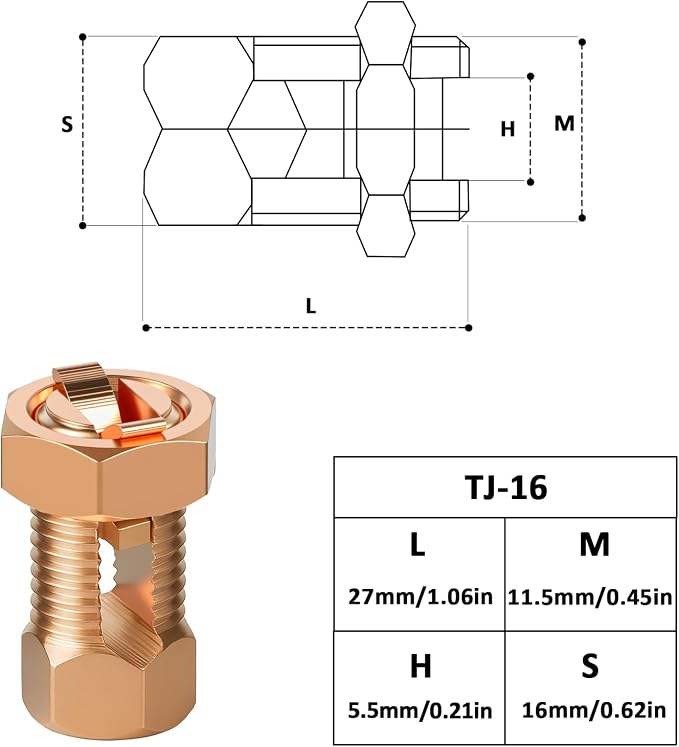 2PCS Split Bolt Connector Superior Strength Split Bolt Connector Copper - Image 3