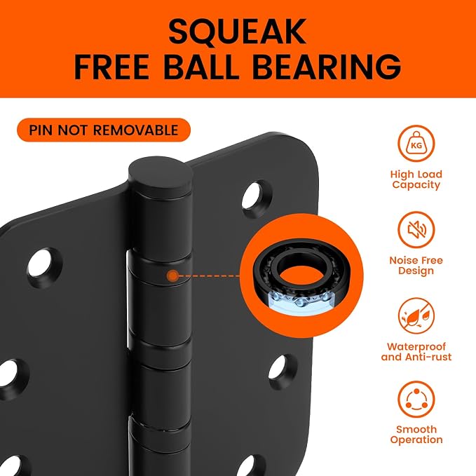 304 Stainless Steel Black Ball Bearing Door Hinges - Image 4