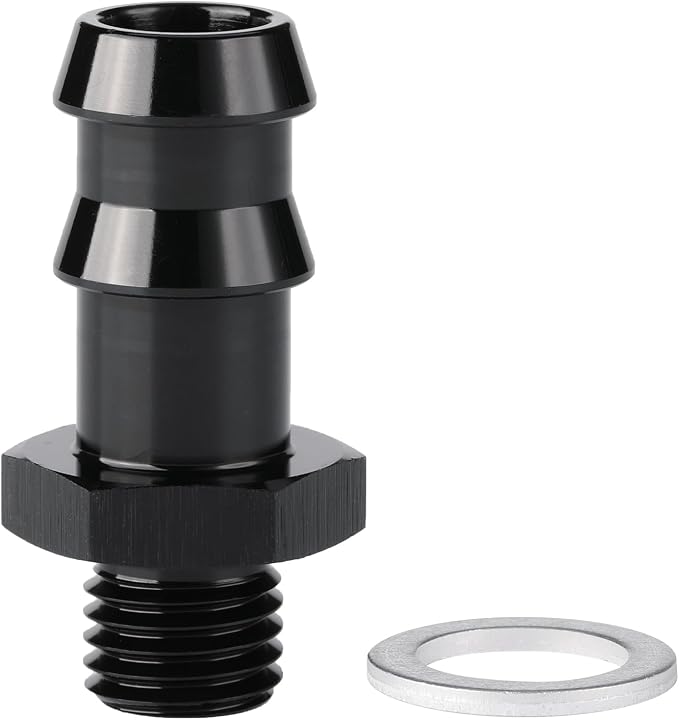 M12x1.5 Male Metric to 1/2 Barb Fuel Pump Outlet Adapter Fitting Aluminum Black by Podavelle