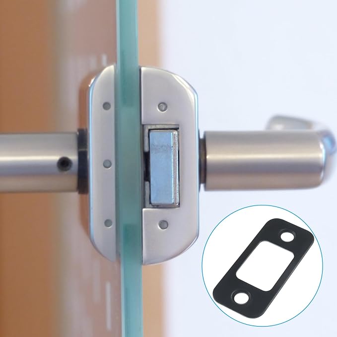 2Pcs Black Deadbolt Strike Plate | Round Corner, Door Latch Strike Plate - Image 6