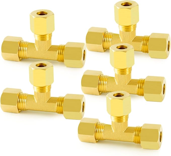 ChillWaves Brass Tee Compression Tube Fitting, 3/8" OD x 3/8" OD x 3/8" OD by VisittheCHILLWAVES