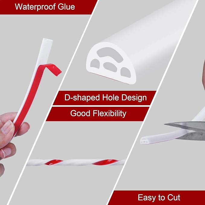 40Ft EPDM Rubber Weather Stripping Door Seal, Self-Adhesive Rubber Window Seal - Image 4