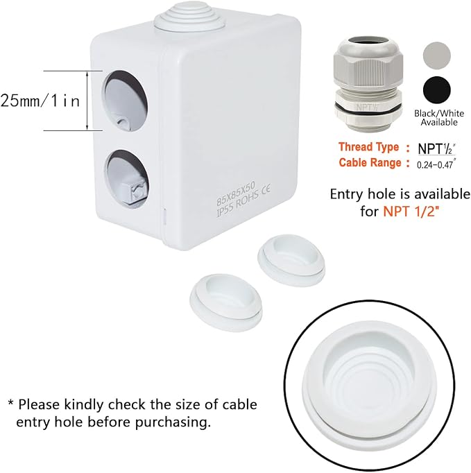 ABS Plastic Dustproof Water Resistant IP55 Junction Box Universal Electrical - Image 5