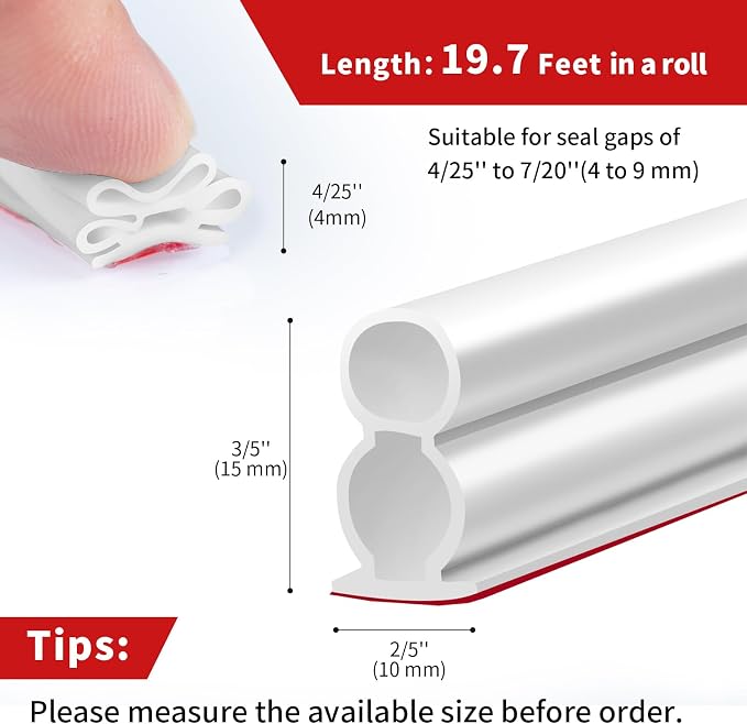 19.7 Feet Rubber Weather Stripping Door Seal Large Gap, Extra Thick - Image 6