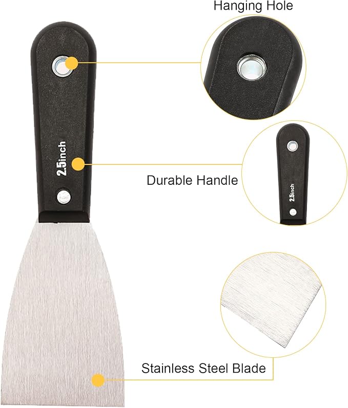 7 PCS Drywall Tools, Putty Knife Scraper Tool, Stainless Steel Paint Scraper - Image 5